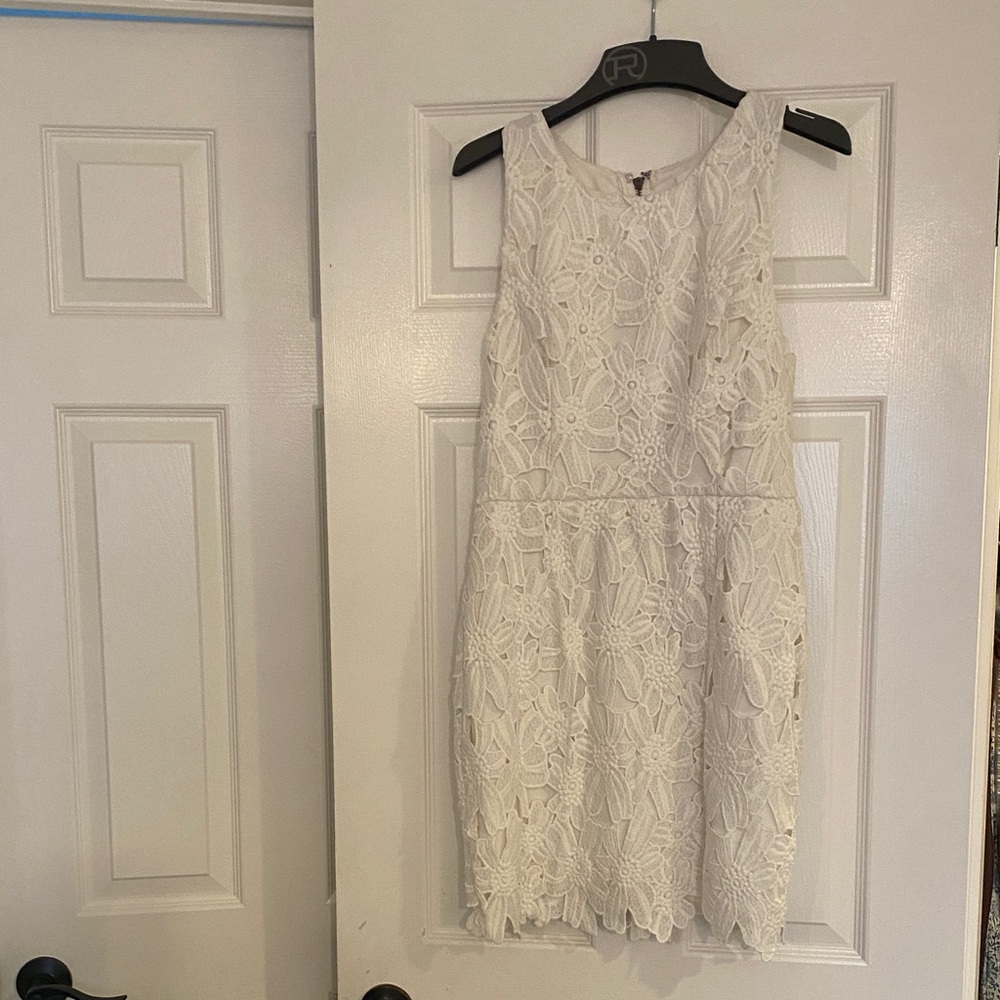 Astr White Floral Lace Mini Dress